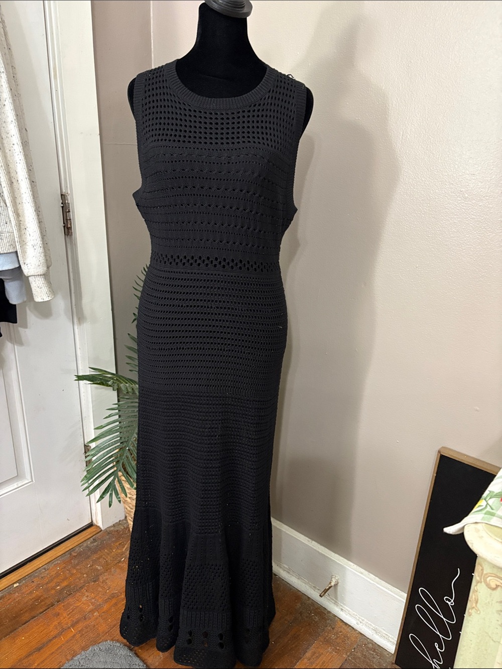 Proenza Schouler Black Sleeveless Crochet Maxi Dress Silk/cotton women’s medium